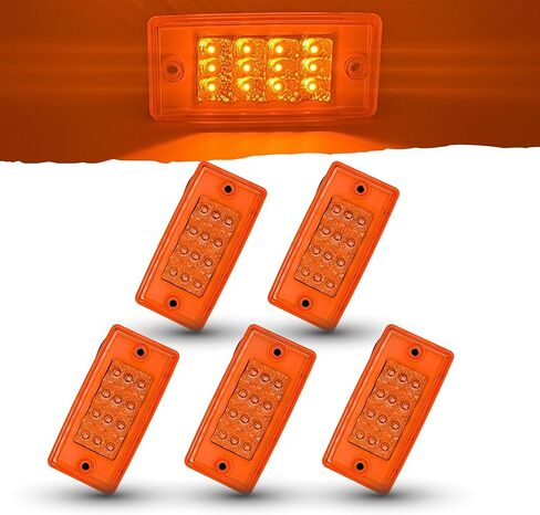 5x Amber Cab Marker Lights 12 LED Top Roof Running Rectangle Cab Lights LED Reflectors Compatible with Freightliner Century/Columbia Roof Cab Marker Clearance Lights Sealed Waterproof 12V (Clear Lens) in Saudi Arabia