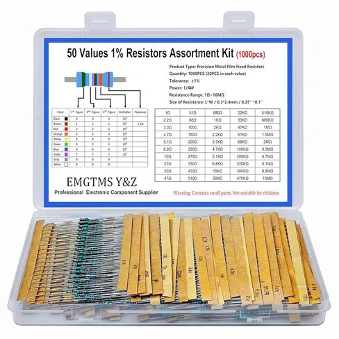 40 قيم 400 PCS 1/2W KITTOR 1Ω-1MΩ ± 1 ٪ مقاومات فيلم المعادن تشكيلة لمشاريع الإلكترونيات وتجارب DIY in Kuwait