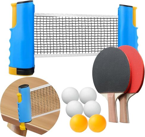 مجموعة Ping Pong Paddles ، مجاذيف تنس الطاولة المحمولة مع شبكة التنس القابلة للسحب ، مضاربان ، 6 كرات وحقيبة للحمل للألعاب الداخلية/الخارجية in Kuwait