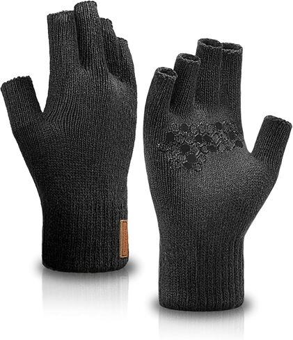 Fullsheild Merino Wool Fingerless Gloves Half Finger Anti-Slip Knit Gloves | Fingerless Gloves for Men Women Wool Open Finger Gloves Non-Slip Thermal Half Finger Gloves for Hunting Fishing Hiking in Kuwait