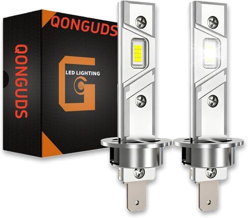 H7 Bulb 35000LM 120W, High and Low Beam, 6500K White, 1:1 Mini Size Plug and Play, Non Polarity, Fanless H7 Fog Lights, 500% brightness upgrade, 30000 Hours of Service Life （Pack of 2） in Kuwait