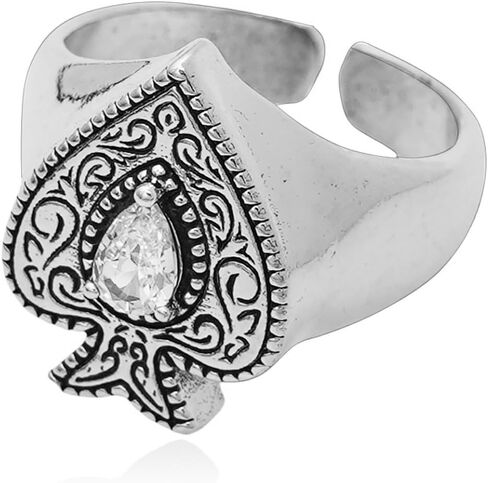 خاتم الخنصر المفتوح للرجال من Divine Hand Signet Band - مجوهرات فنية الكتاب المقدس مستوحاة من عصر النهضة، قطعة فضية عتيقة، إكسسوار الإيمان المسيحي in Kuwait