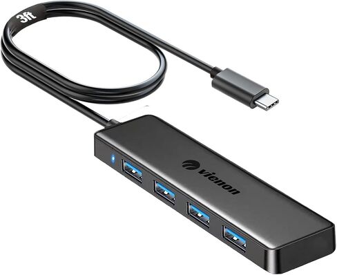 محور USB، VIENON 4-Port USB 3.0 Hub USB Splitter USB Expander لأجهزة الكمبيوتر المحمول، Xbox، محرك فلاش، HDD، وحدة التحكم، الطابعة، الكاميرا، لوحة المفاتيح، الماوس - 3.3 قدم in Kuwait