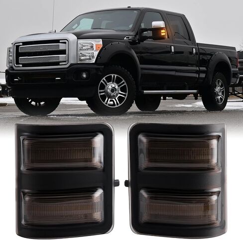 مصابيح إشارة الانعطاف الجانبية LED متوافقة مع F250 F350 F450 F550 Super Duty 2008-2016، إشارة الانعطاف الكهرماني وأضواء وقوف السيارات البيضاء، لين شفاف in Kuwait