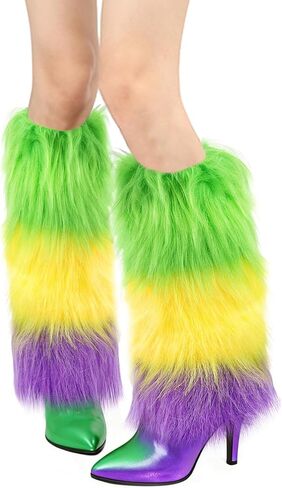 Junely Faux Fur fuzzy Leg Warmers for Women Winter Furry Leg Warmer Fluffy Boot Cuffs Covers for Halloween Christmas Costume in Kuwait