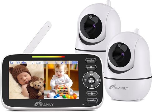 Ifamily Baby Monitor-شاشة كبيرة 5 بوصات مع عمر بطارية 30 ساعة-زوم عن بُعد عن بُعد ؛ لا يوجد WiFi ، صوت ثنائي الاتجاه ، الرؤية الليلية ، درجة الحرارة ، التهويه ، شاشة أطفال طويلة المدى بطول 960 قدمًا مع الكاميرا والصوت in Kuwait