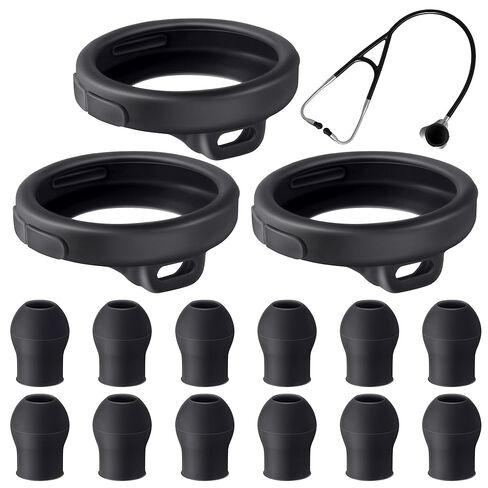 echo etcolections accessories متوافقة مع eko core 500 سماعة سماعة طبية رقمية ، وغطاء 3 أجزاء من السيليكون الحماية الصدرية و 12 pcs استبدال أذن ، وتصميم حماية الغبار in Kuwait