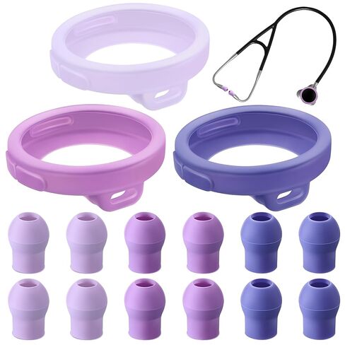 echo etcolections accessories متوافقة مع eko core 500 سماعة سماعة طبية رقمية ، وغطاء 3 أجزاء من السيليكون الحماية الصدرية و 12 pcs استبدال أذن ، وتصميم حماية الغبار in Kuwait