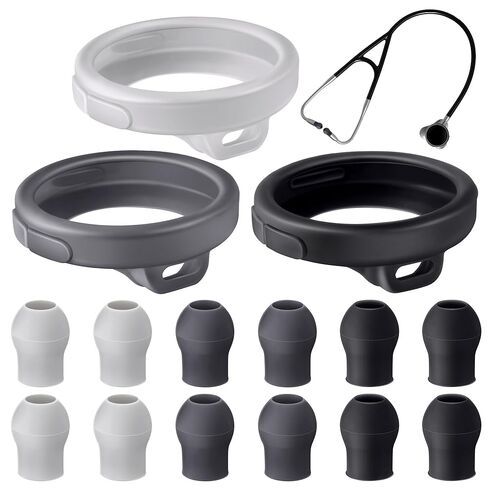 echo etcolections accessories متوافقة مع eko core 500 سماعة سماعة طبية رقمية ، وغطاء 3 أجزاء من السيليكون الحماية الصدرية و 12 pcs استبدال أذن ، وتصميم حماية الغبار in Kuwait