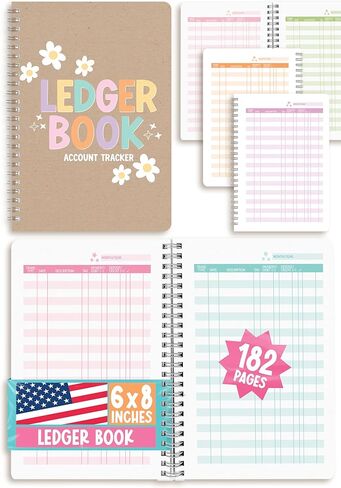 Accounting Ledger Book - Account Ledger Books for Bookkeeping, Bookkeeping Record Book, Accounting Notebook Spiral, Income and Expense Tracker Notebook, Chalk Floral Account Tracker in Saudi Arabia