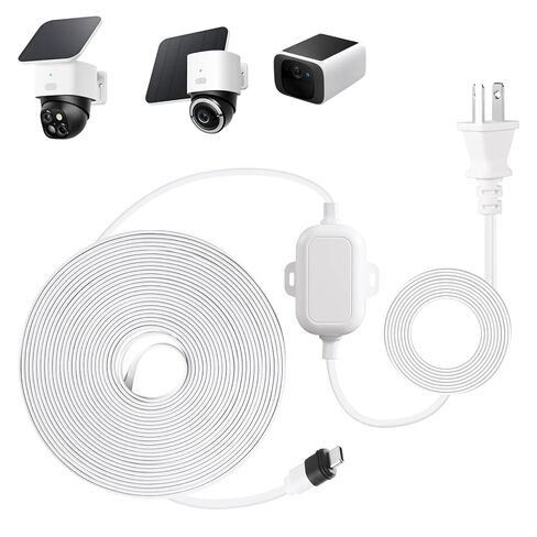 محول طاقة 30 قدم مصمم لـ eufy Security SoloCam S220/S340/C210، eufyCam 3/S330 وeufy Security Indoor Cam S350/C210/C220، شاحن وكابل تمديد يوفر شحنًا مستمرًا - أبيض in Saudi Arabia