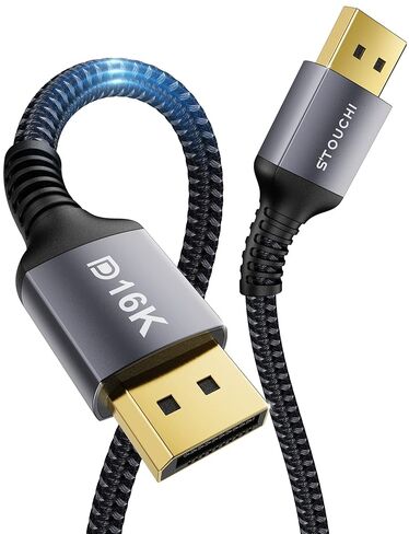 Stouchi DisplayPort 2.1 Cable (VESA Certified) 3.3FT, 80Gbps [16K@120Hz / 8K@240Hz / 4K@540Hz], HDR, HDCP, DSC 1.2a, FreeSync, G-Sync, DP Cable for Gaming Monitor, RTX 5090,RX 9070,RTX 6000 Ada in Saudi Arabia