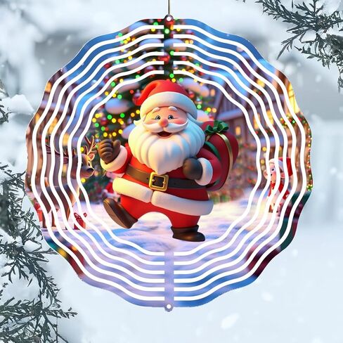 عيد الميلاد ثلج الرياح الدوار، 3D الليزر قطع الفولاذ المقاوم للصدأ الديكور في الهواء الطلق للفناء والحديقة، عيد الميلاد الرياح النحت مقاومة الطقس عطلة الديكور، 10 بوصة in Kuwait