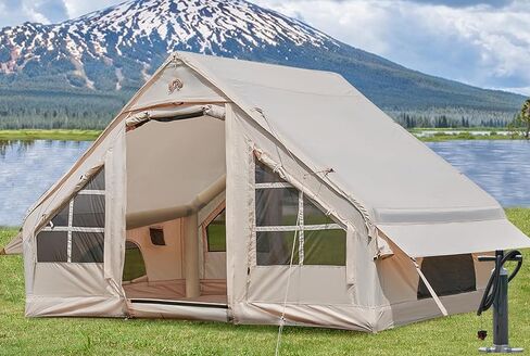 خيمة قابلة للنفخ مع مضخة، خيمة تخييم منزلية تتسع لـ 4-6 أشخاص، خيام عائلية سهلة الإعداد لمدة 4 مواسم، خيمة قابلة للنفخ مقاومة للماء للتخييم مع نوافذ شبكية. in Kuwait