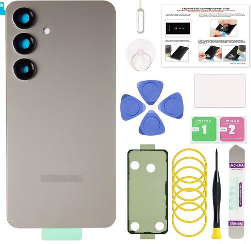 GREEN FUSION متوافق مع استبدال الغطاء الخلفي Galaxy S24، S24 5G SM-S921 باب زجاجي خلفي مع عدسة كاميرا مثبتة مسبقًا، أدوات إصلاح وتعليمات، رمادي رخامي in Saudi Arabia