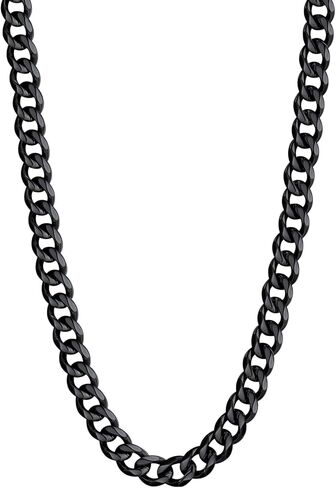 U7 Cuban Link Chain Necklace, Stainless Steel/Black/Gold Plated Chunky Curb Chain Necklace for Men Women, 14-30 Inches, 3/6/9/12 mm Width in Saudi Arabia