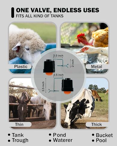 Float Valve for Water Tank - Water Trough Float & Stock Tank, Pond Float Valve, Pool - Automatic Horse Waterer - Water Level Control for Livestock Cattle, Goat, Chicken - 3/4" Hose Connector in Saudi Arabia