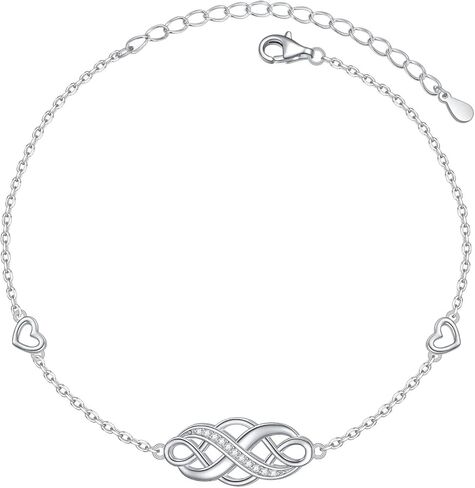 Irish Celtic Knot Bracelet 925 Sterling Silver Infinity Love Cubic Zirconia Trinity Knot Adjustable Bracelet for Women Birthday Christmas Gifts in Saudi Arabia