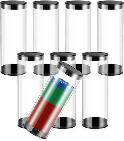 Remerry 8 Pcs Poker Chip Storage Tube, 30 PC Clear Casino Chip Tubes Plastic Collector with Lid for Coin Storage Casino Party Supplies in Saudi Arabia
