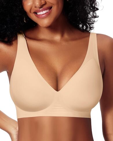 Womens Deep V Wireless Bras Comfortable No Underwire Supportive Push Up Seamless Plunge Bralette Tshirt Bra in Kuwait