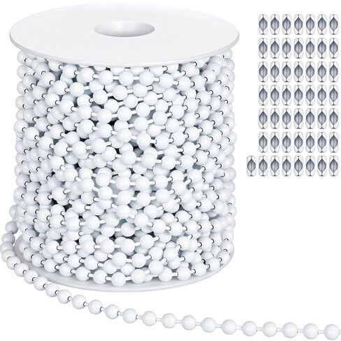 50ft 4.5mm Ball Beaded Chain with 50 Connectors for Roller Shade &Vertical Window Blinds, Dog Tag Chain, Jewelry Making/Crafts & DIY Projects (Black) in Saudi Arabia