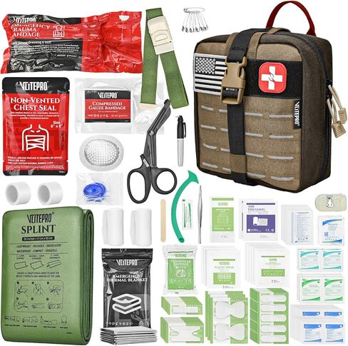Advanced Trauma First Aid Kit - Emergency Camping Gear with Tourniquet, Compression Bandage, 36" Splint | Portable Survival Gear for Outdoor, Home, Camping- Gift for Husband Dad and Wife-Black in Saudi Arabia