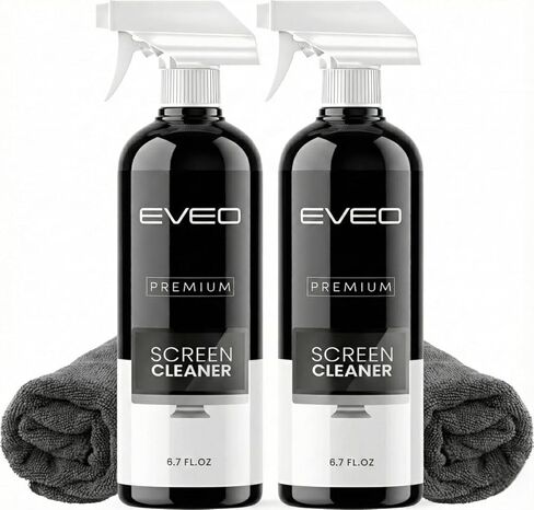 بخاخ منظف الشاشة (16 أونصة × عبوتين) - زجاجة تنظيف شاشة كبيرة - منظف شاشة التلفاز، منظف شاشة الكمبيوتر، لأجهزة الكمبيوتر المحمول، والهاتف، والآيباد - منظف إلكتروني - قطعة قماش من الألياف الدقيقة متضمنة in Kuwait