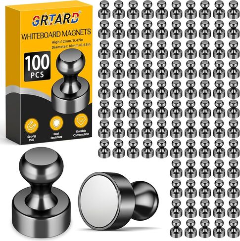 Grtard 48 Pack Black Magnetic Push Pins, Fridge Magnets for Whiteboard, Whiteboard Magnets Refrigerator Magnets, Small and Strong Push Pin Magnet for Office, School, Locker, and Map Magnet in Saudi Arabia