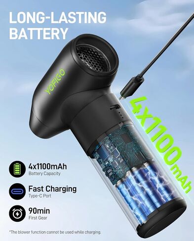 Duster Air Air مضغوط-150000 دورة في الدقيقة قابلة لإعادة الشحن منفاخ غبار كهربائي في 4-gear قابل للتعديل مع بطارية 4400 مللي أمبير في الساعة ، منظف هواء صغير من الألومنيوم ميني جليدي للكمبيوتر ولوحة المفاتيح والسيارة والمنزل in Kuwait