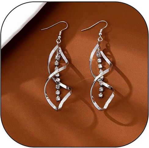 Vivian&CD 14K الذهب إنفينيتي هوب الأقراط للنساء، مطلي مزدوج الخطي طويل تتدلى الأقراط العصرية الأنيقة دمعة المسيل للدموع الأقراط والمجوهرات in Kuwait