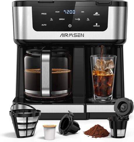 AirMsen 14-cup قابلة للبرمجة صانع القهوة-1000W آلة قهوة سريعة التخمير مع مؤقت ، بداية التأخير و 2H داعمة ، دبابة 73 أوقية ، شاشة تعمل باللمس والزجاج-مثالية للاستخدام في المنزل والمكتب in Kuwait