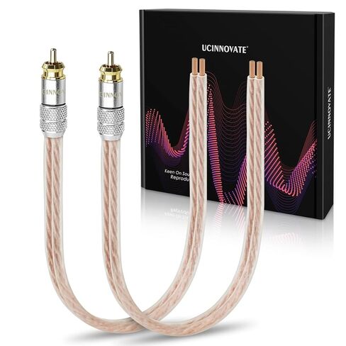 UCINNOVATE RCA إلى كابل مكبر الصوت ذو الأسلاك العارية، حزمة واحدة OFC 2 متر / 6.56 قدم 14AWG RCA جاك موصل محول التوصيل RCA يؤدي إلى كابل صوت نهاية السلك العاري لمكبر الصوت ومكبرات صوت استقبال الفيديو in Kuwait