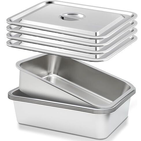 4 Packs Stainless Steel Commercial Bus Tub –13 L Heavy Duty Utility Tote Box for Dishwashing, Meat Prep, and Kitchen Storage – Large Capacity Restaurant Bus Box (Without Lid) in Saudi Arabia