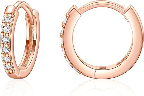 SANNYRA Hoops Earrings for Women, Small cartilage Diamond Sterling Silver Huggie Hoop Earrings, 6mm Silver S925 Cz Ear Studs for Men Women in Kuwait