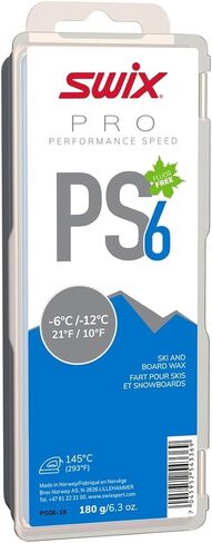 PS06-18 - Pro Speed ​​Wax - PS6 Blue 10 إلى 21 درجة Fahrenheit - 180g بار - Fluoro Free - التزلج أو التزلج على الجليد in Saudi Arabia