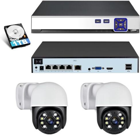 Kerui 4ch Poe Network Video Recorder مجموعة للأمن المنزلي 4Channel Poe NVR مع 2PCS 4MP HD POE Cameras ، 24/7 تسجيل الكشف البشري مسبقًا محركًا ثابتًا 1 تيرابايت in Kuwait