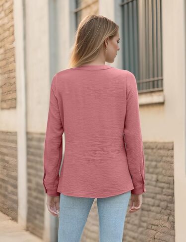 Blooming Jelly Womens Dressy Casual Tops Business Long Sleeve Shirts Pleated Fall Work Blouse 2024 in Saudi Arabia