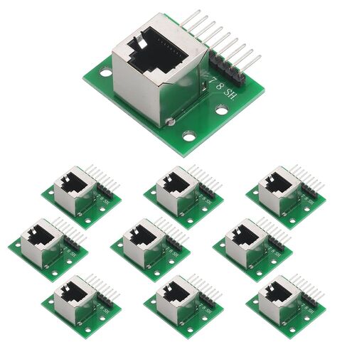 10 قطعة محول منفذ الشبكة RJ45 (مقبس أفقي) مجموعة لوحة PCB مع موصل الزاوية اليمنى 8pin ومجموعة لوحة القطع لإيثرنت DMX-512 RS-485 RS-422 RS-232 in Kuwait