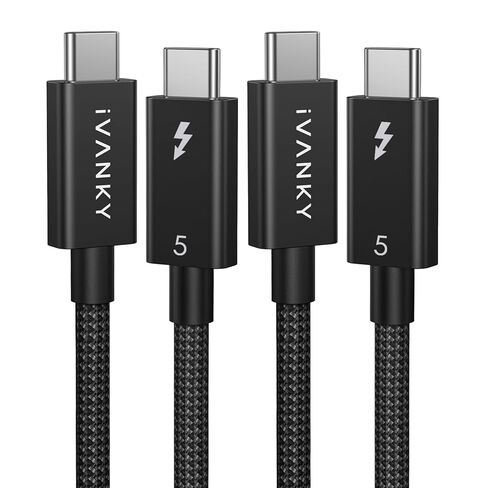 كابل Ivanky Intel Certified Thunderbolt 4 4.9 قدمًا ، ودعم 40 جيجابت في الثانية/240 واط شحن/8K ، متوافق مع كابل USB4 ، Thunderbolt 3 ، مرن USB C in Kuwait