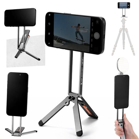K&F Concept Magnetic Phone Tripod Stand for iPhone, 23N Strong Magnetic Mini Tripod Aluminium Alloy Pocket Selfie Stick, Mag Safe Phone Holder for iPhone 16 15 14 13 12 Series. in Saudi Arabia