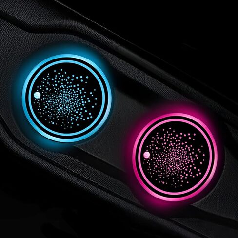 2 PCS LED Car Cup Holder Lights, 7 Colors Changing USB Charging Insert Car Coasters, Atmosphere Lamp Decoration Light Luminescent Cup Pad Mat, Interior Car Accessories (Blank) in Kuwait