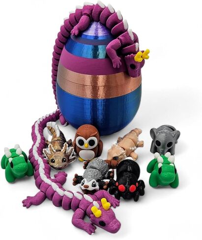 Halloween MINI Animal Packs - 3D Printed Articulating Figurines - Unique and Fun Designs Includes Mystery Egg - Stress Relief (Halloween Pack) in Kuwait
