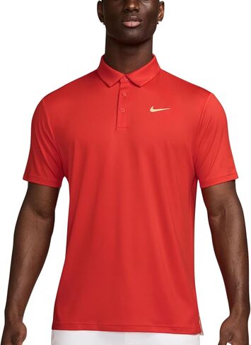 بولو جولف Dri-FIT Tour للرجال من Nike، تمدد في 4 اتجاهات، يتخلص من العرق، ياقة منظمة، شعار Swoosh على الصدر والظهر، ألوان موسمية (Lt Armory Blue | أسود، متوسط) in Saudi Arabia