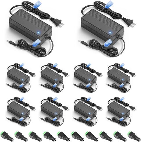 ALITOVE 12V 5A Power Supply 60W AC/DC Adapter 100~240V 50-60hz 12 Volt Transfomer 5 Amp 4A 3A AC to DC Converter with 5.5x2.5mm 2.1mm Plug for LED Strip Light CCTV Security Camera PC Monitor in Saudi Arabia