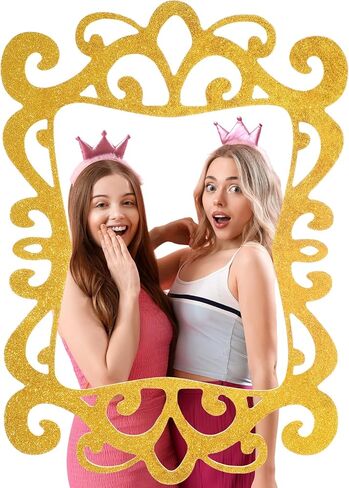 24 x 16 Inch Wooden Gold Foil Princess Party Decor Photo Frame, Elegant Vintage Victorian Princess Party, Backdrop Prop for Halloween Birthdays Weddings in Kuwait