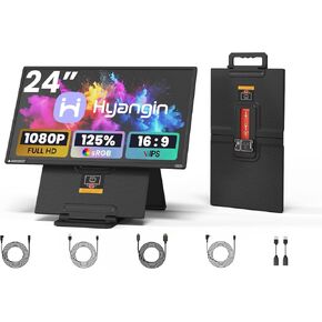 Hyangin 2025 Upgraded 24 Inch Large Portable Monitor for Laptop,1080P FHD 100Hz Portable Screen,120% sRGB IPS Portable Second Monitor with Adjustable Stand for Laptop, MacBook, Phones in Saudi Arabia