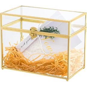 صندوق بطاقات زفاف هندسي مع فتحة قفل مقاس 12.6 × 9 بوصة ذهبي‌ | حافظة بطاقات آمنة لحفلات الزفاف وحفلات الزفاف واحتفالات الذكرى السنوية | عرض جيد وحاوية لصالح الحفلات in Kuwait