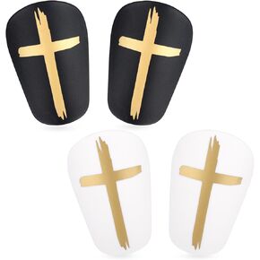 2 Pairs Mini Soccer Shin Guards, 3.15x1.97in Cross Small Protective Shinpads Football Shin Pads Equipment Accessories for Teenagers Kids Children Adults Boys Girls (Black & White) in Saudi Arabia