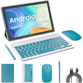 Android 14 Tablets 10 Int ، 2 in 1 tablet مع حالة لوحة المفاتيح ، 8 جيجا بايت+64 جيجابايت من ROM/1TB ، شاشة اللمسات الرباعية ، HD CAREMA ، ألعاب ، WI-FI ، BT ، Google GMS Black in Kuwait