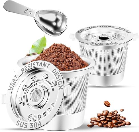 3 عبوات قابلة لإعادة الاستخدام K كوب من قرون القهوة لـ Keurig 1.0: أكواب K غير القابلة للصدأ قابلة لإعادة الملء - مرشحات القهوة القابلة لإعادة الاستخدام لآلة القهوة Keurig ، SUS 304‌ ، خالية من BPA ، مقاومة مقاومة للحرارة ، مغرفة in Kuwait